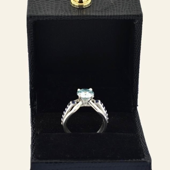 1.4 ct fancy blue moissanite diamond engagement,anniversary ring. lab made - Picture 3 of 4